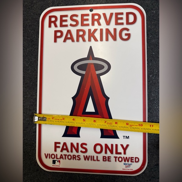 Angels Reserved Parking Sign with Red Lettering - Picture 3 of 3